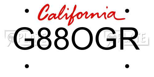 G88OGR California License Plate