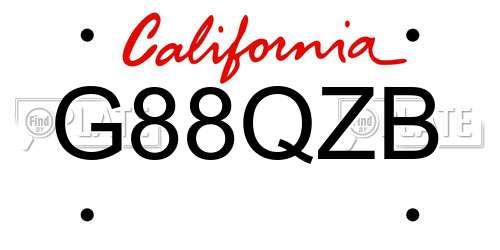 G88QZB California License Plate