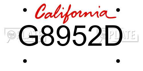 G8952D California License Plate