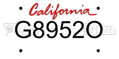 G8952O California License Plate