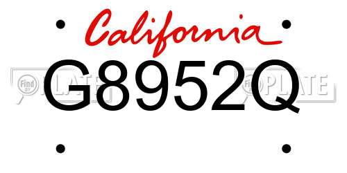 G8952Q California License Plate