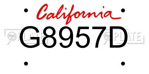 G8957D California License Plate
