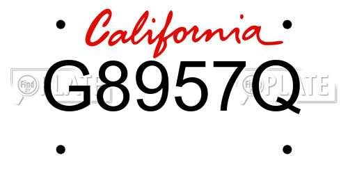 G8957Q California License Plate