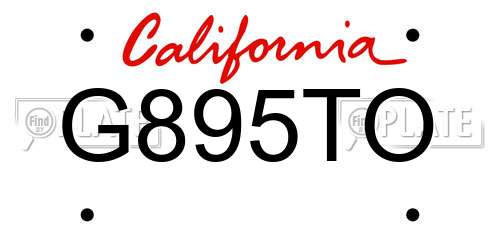 G895TO California License Plate