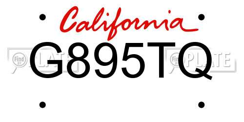 G895TQ California License Plate