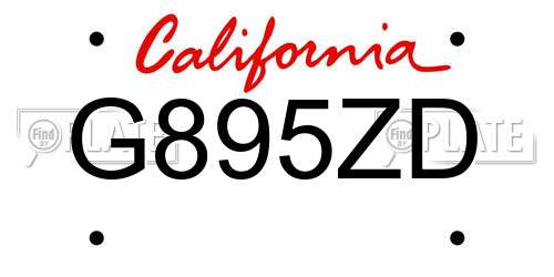 G895ZD California License Plate
