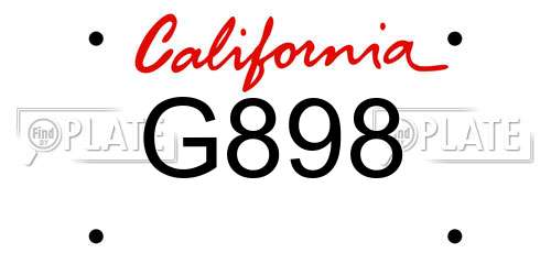 G898 California License Plate
