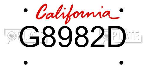 G8982D California License Plate