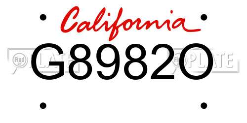 G8982O California License Plate