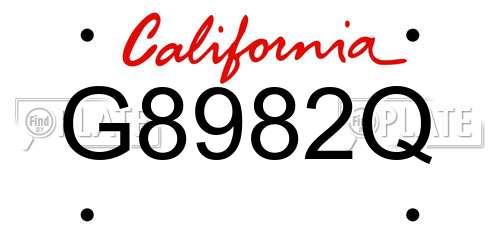 G8982Q California License Plate