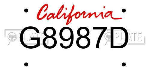 G8987D California License Plate