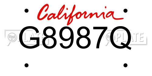 G8987Q California License Plate