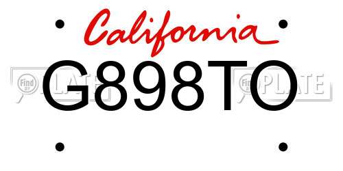 G898TO California License Plate