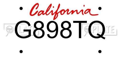 G898TQ California License Plate
