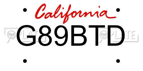 G89BTD California License Plate