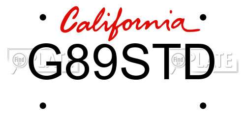 G89STD California License Plate