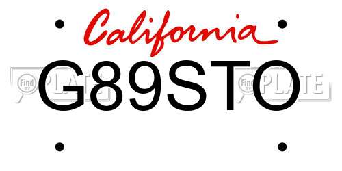 G89STO California License Plate