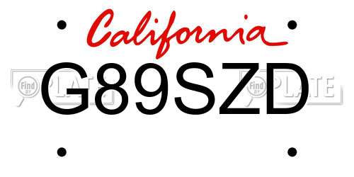 G89SZD California License Plate