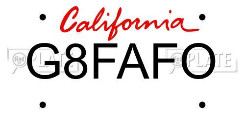 G8FAFO California License Plate