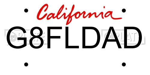 G8FLDAD California License Plate