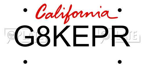 G8KEPR California License Plate