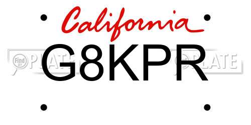 G8KPR California License Plate