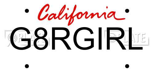 G8RGIRL California License Plate