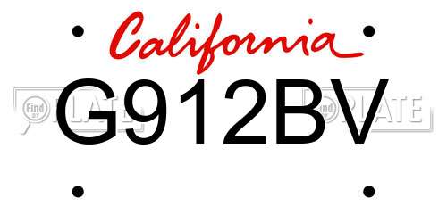 G912BV California License Plate