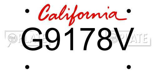G9178V California License Plate