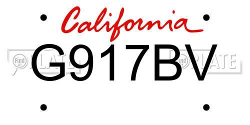 G917BV California License Plate