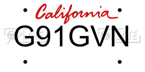G91GVN California License Plate