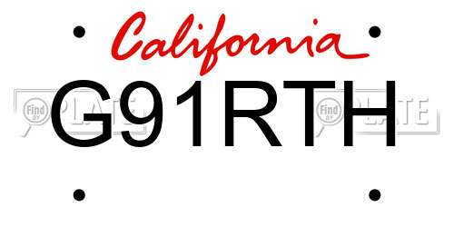 G91RTH California License Plate