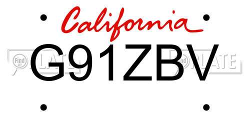 G91ZBV California License Plate