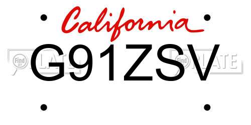 G91ZSV California License Plate