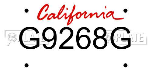 G9268G California License Plate