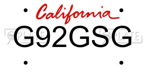 G92GSG California License Plate