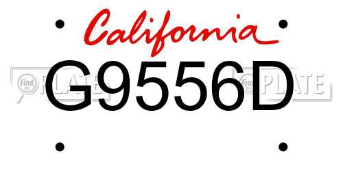 G9556D California License Plate