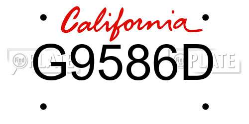 G9586D California License Plate