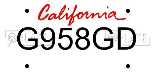 G958GD California License Plate