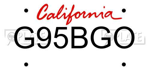 G95BGO California License Plate