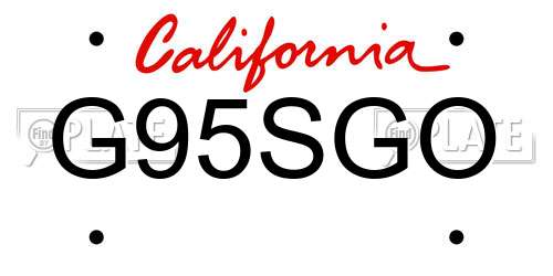 G95SGO California License Plate