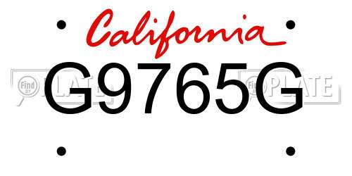 G9765G California License Plate