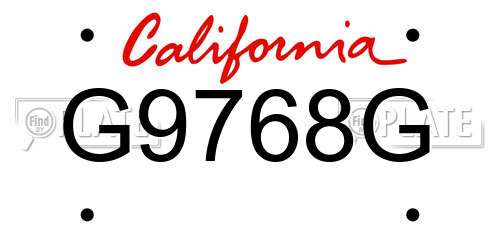G9768G California License Plate