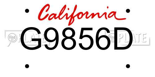 G9856D California License Plate