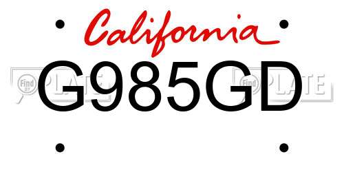 G985GD California License Plate