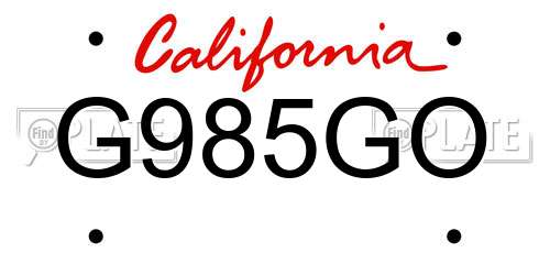 G985GO California License Plate