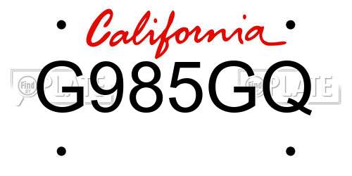 G985GQ California License Plate