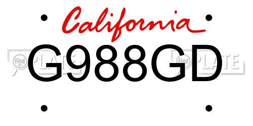 G988GD California License Plate