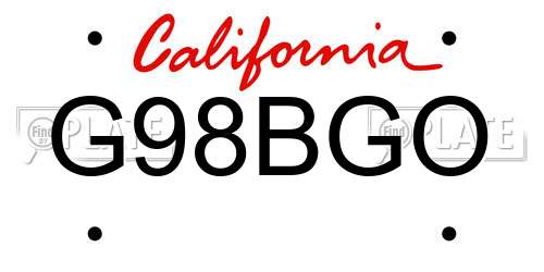 G98BGO California License Plate