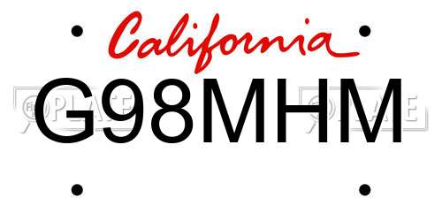 G98MHM California License Plate